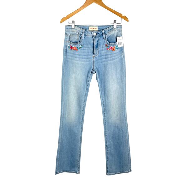 Driftwood Kelly Floral Embroidered Peace Sign Bootcut Jeans Women's 27x33 - Picture 1 of 11